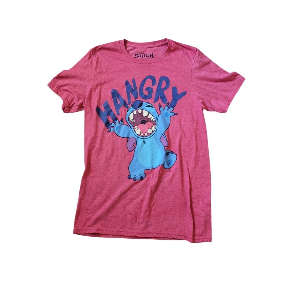 Disney Women's Lilo and Stitch Red Graphic Print T Shirt Crew Neck Short Sleeve‎
